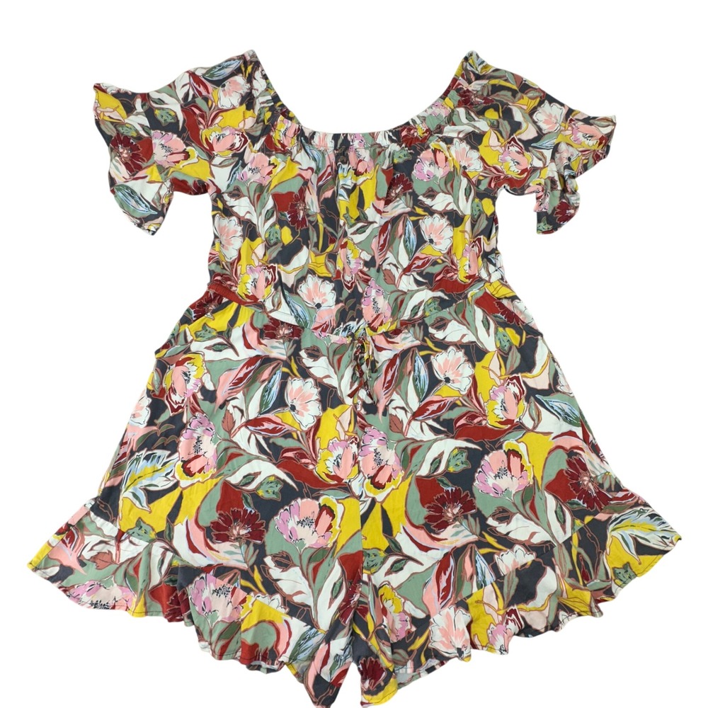Torrid Off The Shoulder Floral Ruffle‎ Romper Jumpsuit Size 3